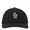 Moncler Grenoble Black Baseball Cap With Logo Embroidery In Cotton Man In Black
