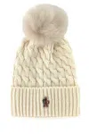 Moncler Ivory Virgin Wool Hat With Pompom In Neutral