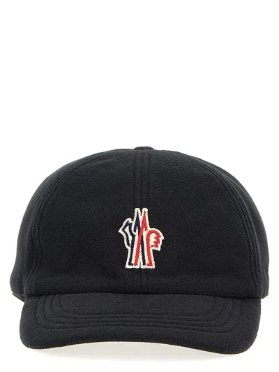 Moncler Logo Patch Baseball Hat In Black