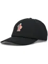 Moncler Grenoble Black Baseball Cap With Logo Embroidery In Cotton Man In Black