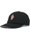 Moncler Grenoble Black Baseball Cap With Logo Embroidery In Cotton Man In Black