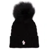 Moncler Wool Hat Featuring Cable Knit And Pom Detail In Black
