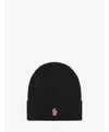 Moncler Black Logo Beanie Hat In Black