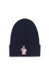 Moncler Grenoble Logo Patch Knitted Beanie In Blue