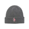 Moncler Ribbed Cuff Hat For Cold Weather In Gray