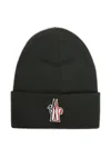 Moncler Grenoble Logo Patch Knitted Beanie In Black