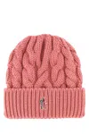 Moncler Light Pink Logo Beanie Hat In Pink