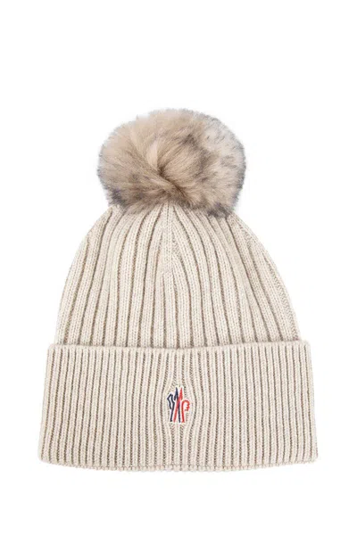 Moncler Cashmere Beanie With Pom Pom In Neutral