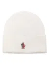 Moncler Relaxed Style Ribbed Texture Turn-up Brim Hat In White