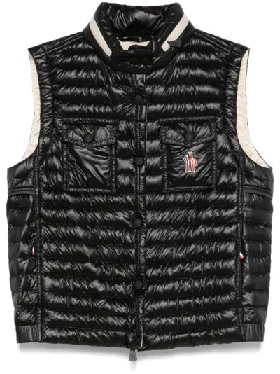Moncler Grenoble High-collar Quilted Jacket With Finish In Black