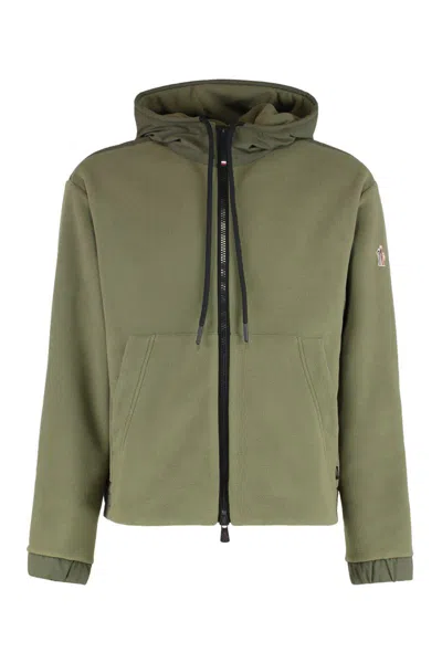 Moncler Grenoble Hooded Sweatshirt With Zip In Green