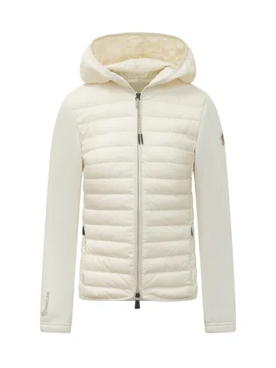 Moncler Grenoble Hybrid Cardigan With Hood And Zip In White