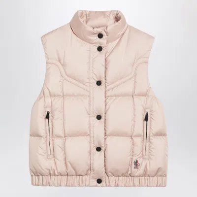 Moncler Grenoble Inspired Pink Polyester Mini Vest For Women In Neutral