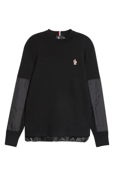 MONCLER MONCLER GRENOBLE INSULATED WOOL & NYLON CREWNECK SWEATER
