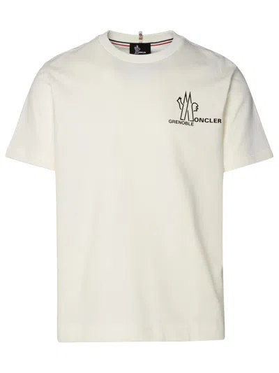 Moncler Grenoble Woman Ivory Cotton T-shirt In White