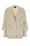 Moncler Grenoble Ivory Crochet Oversize Cardigan In Brown