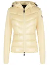 Moncler Hooded Long Sleeve Quilted Fleece Jacket In Neutral