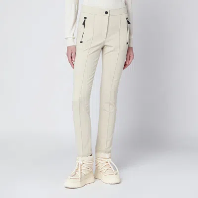 Moncler Ivory Slim Trousers In Gore-tex In White