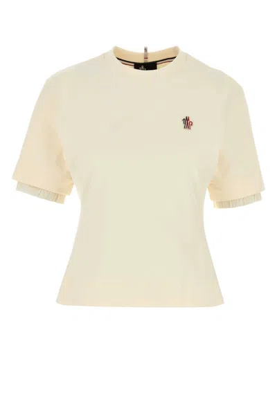 MONCLER MONCLER GRENOBLE IVORY STRETCH COTTON T-SHIRT