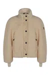 Moncler Teddy Ayles Jacket With Ribbed Collar And Cuffs In Neutral