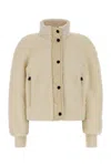 Moncler Ayles Short Down Jacket In Teddy And Wool Jackets White In White