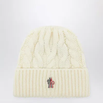 Moncler Grenoble Ivory White Beanie In Wool Blend In Neutral