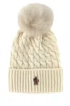Moncler Grenoble Ivory Wool Beanie Hat In Neutral