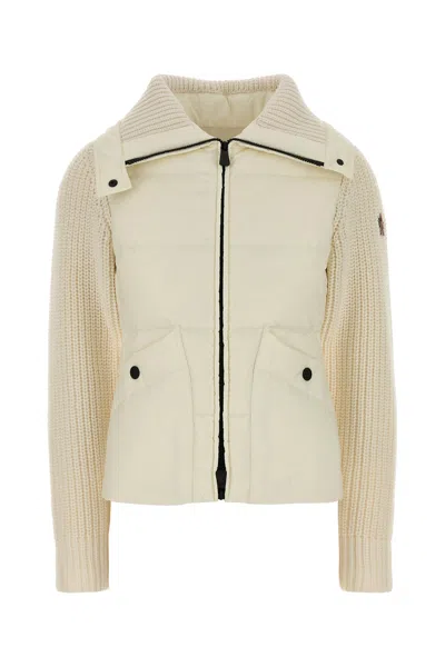 Moncler Grenoble Ivory Wool Cardigan In White