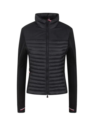 Moncler Power Grid Paneled Polartec® Jersey And Quilted Shell Down Base Layer In Black