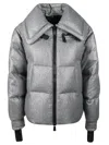Moncler Sandane Metallic Wool Blend Short Down Jacket In Gray