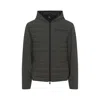Moncler Hooded Quilted Cardigan Side Pockets In Green