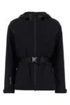 Moncler Stretch Nylon Jacket Adjustable Belt In Black