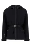 Moncler Stretch Nylon Jacket Adjustable Belt In Black