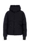 Moncler Down Jacket With Hood And Zippered Pockets In Blue
