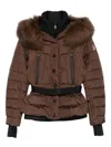Moncler Belted Puffer Jacket In Brown