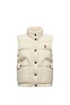 Moncler Grenoble Padded Gilet In Down Beige In Multi