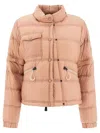 Moncler Quilted High Collar Zippered Pockets Jacket In Pink