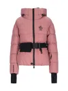 Moncler Bouquetin Belted Nylon Down Jacket In Pink