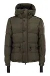 Moncler Grenoble Short Down Jacket With Hood In Green