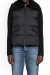 Moncler Down Jacket With Wool Inserts In Black