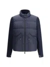 Moncler Grenoble Quilted Zip Up Cardigan In Navy Blu In Blue