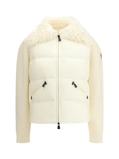 Moncler Padded Wool Zip-up Cardigan In White