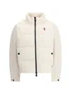 Moncler High Collar Fleece Pullover With Elastic Hem In White
