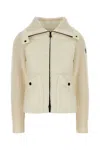 Moncler Grenoble Padded Wool Cardigan With Ivory White Zip In Neutral