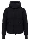 Moncler Down Jacket With Hood And Zippered Pockets In Blue