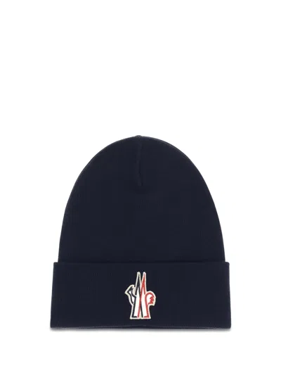 Moncler Grenoble L20973b0001309974 Virgin Wool Rib-knit Beanie In Blue