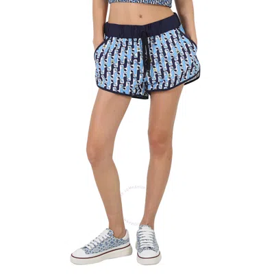 Moncler Grenoble Ladies Abstract Printed Shorts - Bright Blue