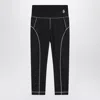 Moncler Leggings With Logo Patch And Contrast Stitching In Black