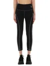 Moncler Logo Leggings Featuring Contrast Stitching In Black