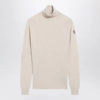 Moncler Grenoble Light Beige Wool Turtleneck Sweater In Neutral